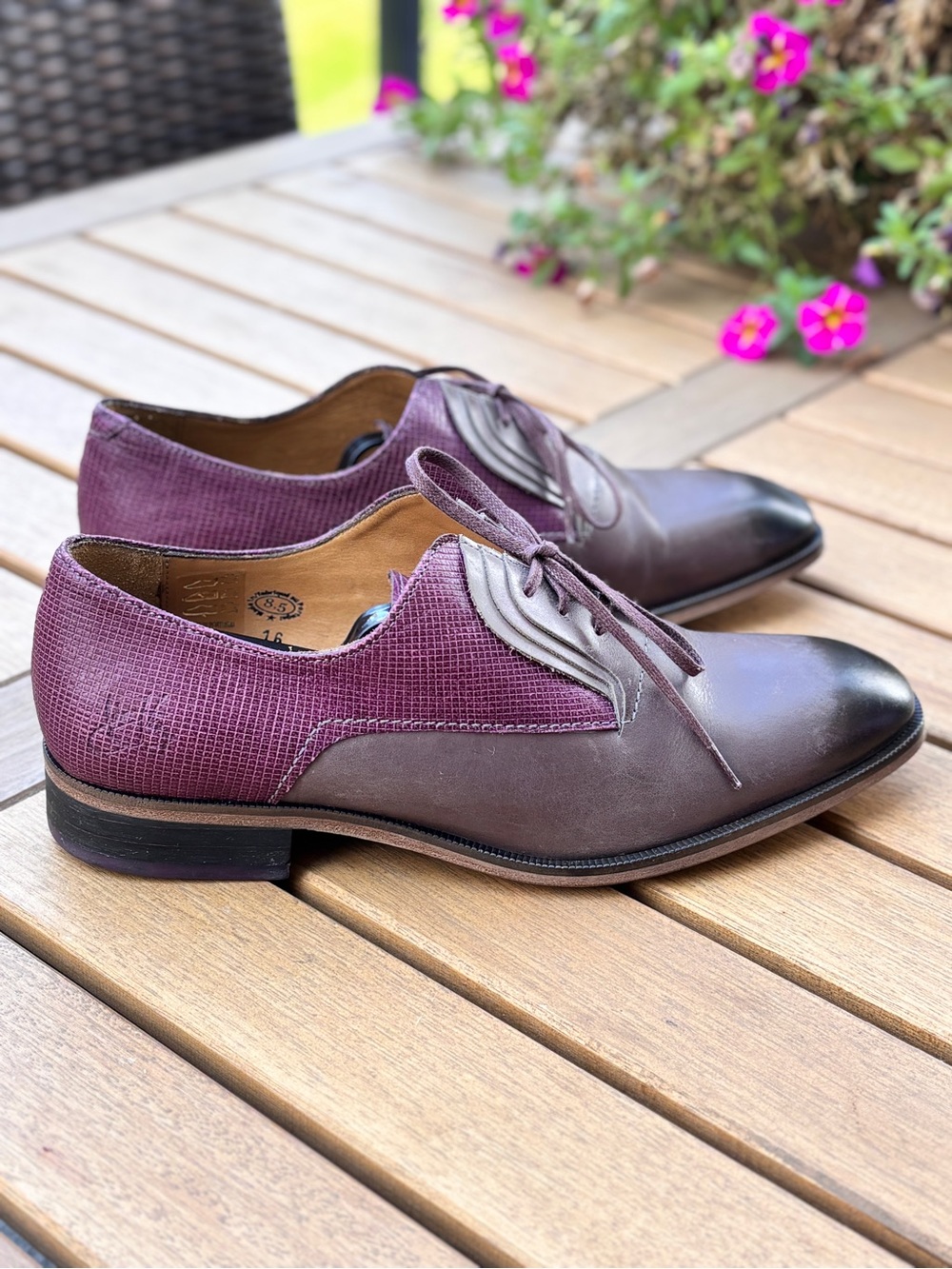 John Fluevog Istanbul Gray Purple Oxford Shoes